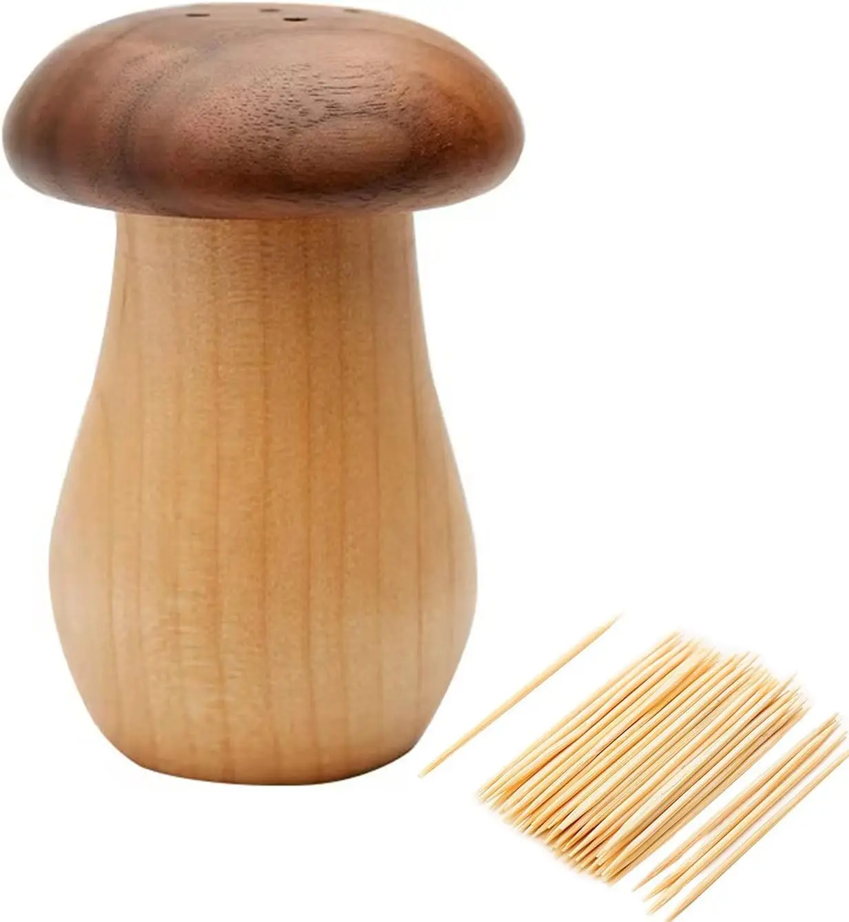 

Cute Mushroom Wooden Toothpick Dispenser Holder for Kitchen Home Restaurant Dining Room Gift