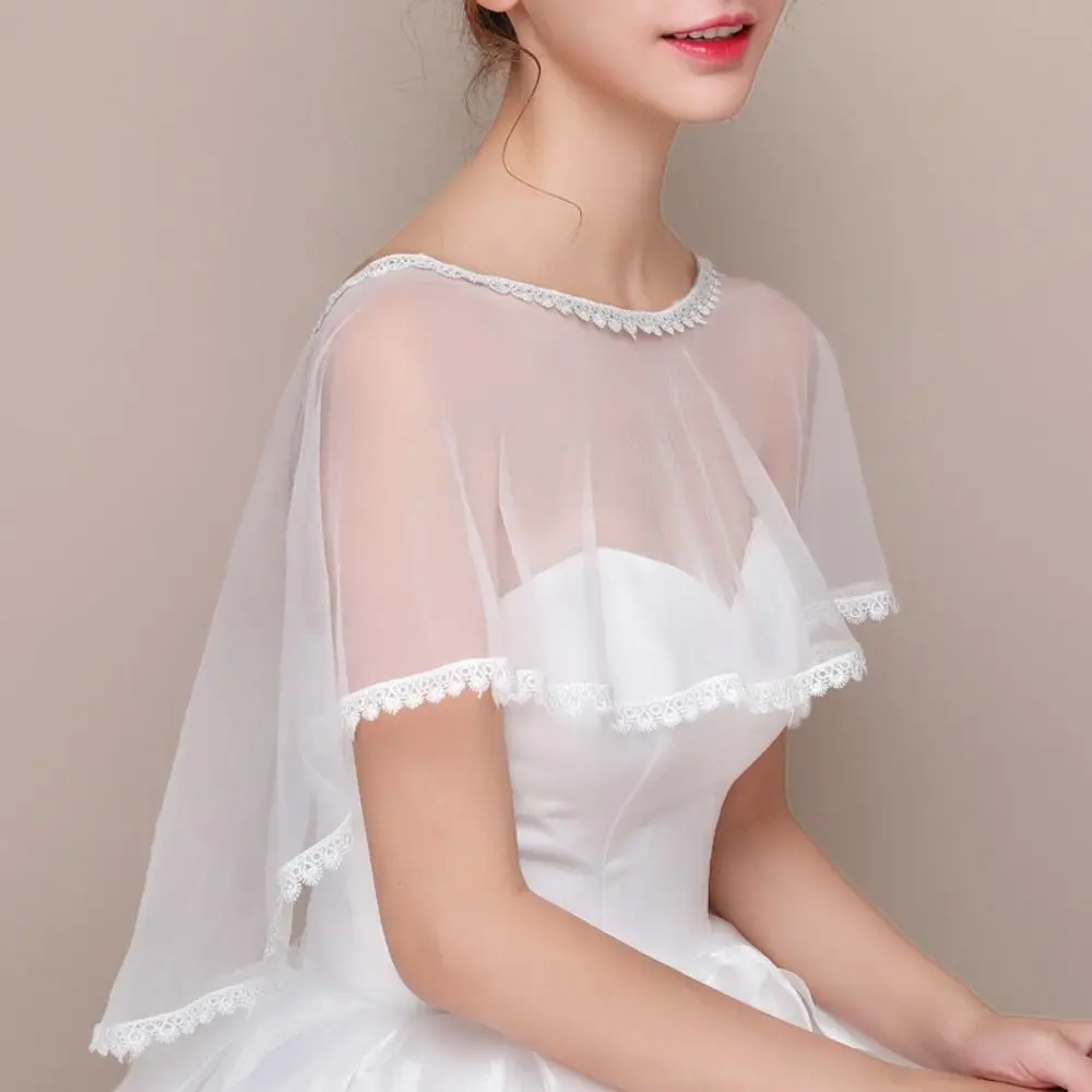 Women Tulle Shawl Wedding Accessories Soft Cape Bride Shawl Wedding Cloak Evening Prom Cape Wedding Bridal Shawl