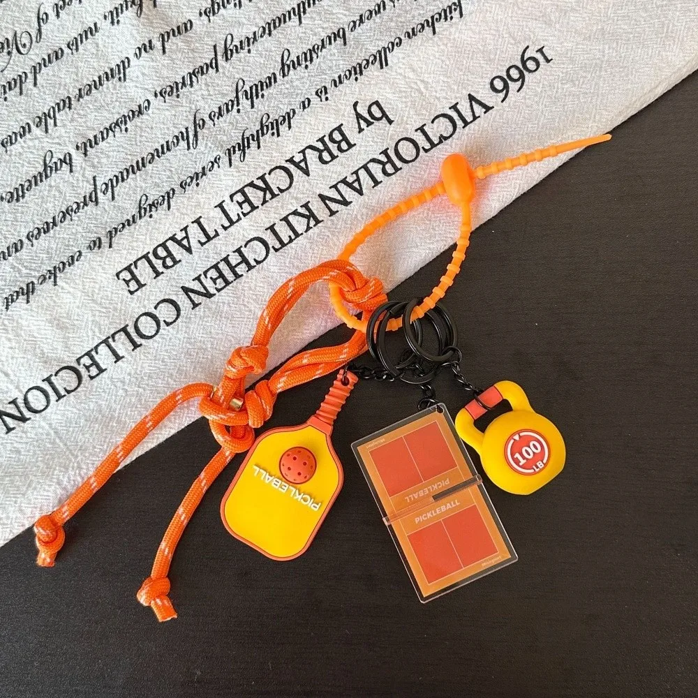 Fashion Dopamine Pickleball Paddle Set Keychain Detachable with Buckle Simulation Dumbbells Keyring Bag Charm Bag Accessories