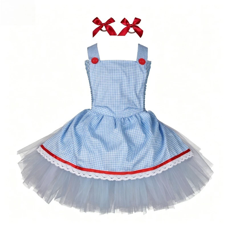 Kids Blue Princess‑Style Dress, Children's Day Stage Performance Outfit, Exquisite Clothing for Fairy‑Tale Themed Birthday Party