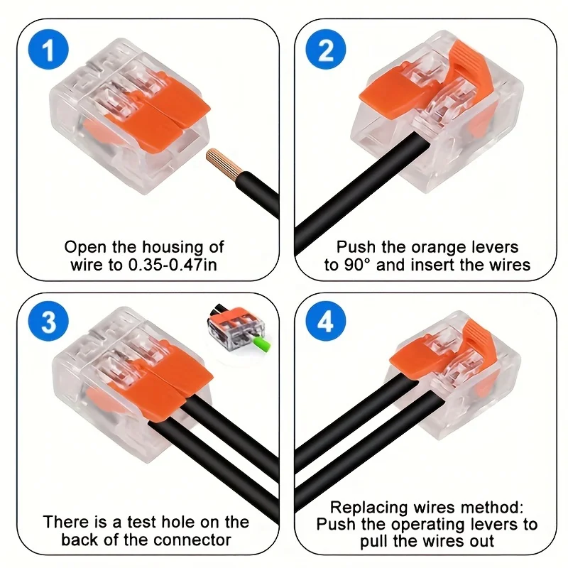 30 Pcs Orange Combination Cable Connector 1 In And Out Fast Cable Electrical Clamp Kit Connector Terminal image 6