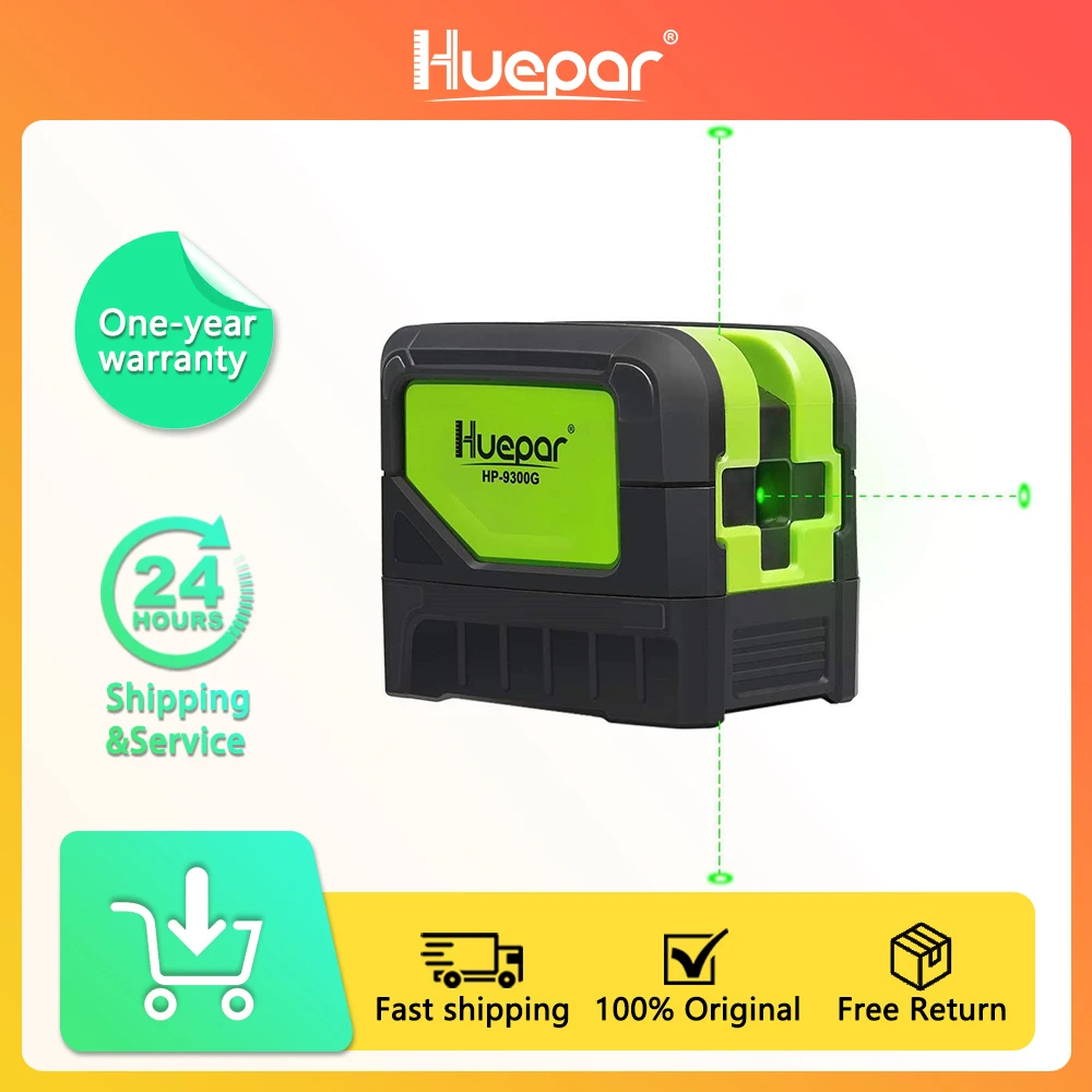 Huepar 9300G 3 Point Laser Self leveling Green Beam Laser Level with Plumb Spots for Soldering and Points Reference Positioning