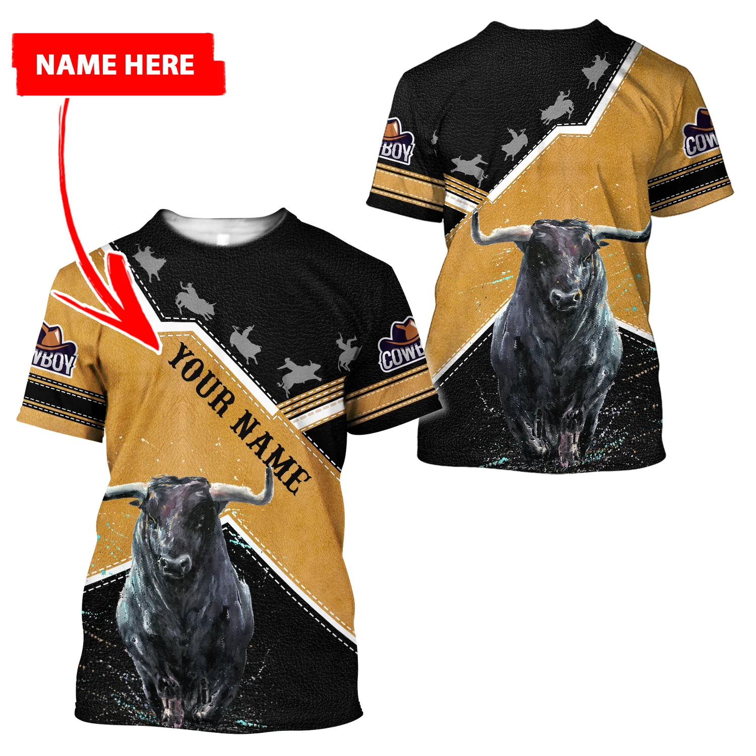 2025 summer Fashion mens t shirt Personalized Name Bull Riding 3D Printed Unisex Tshirt street Casual sports T-shirt DW46