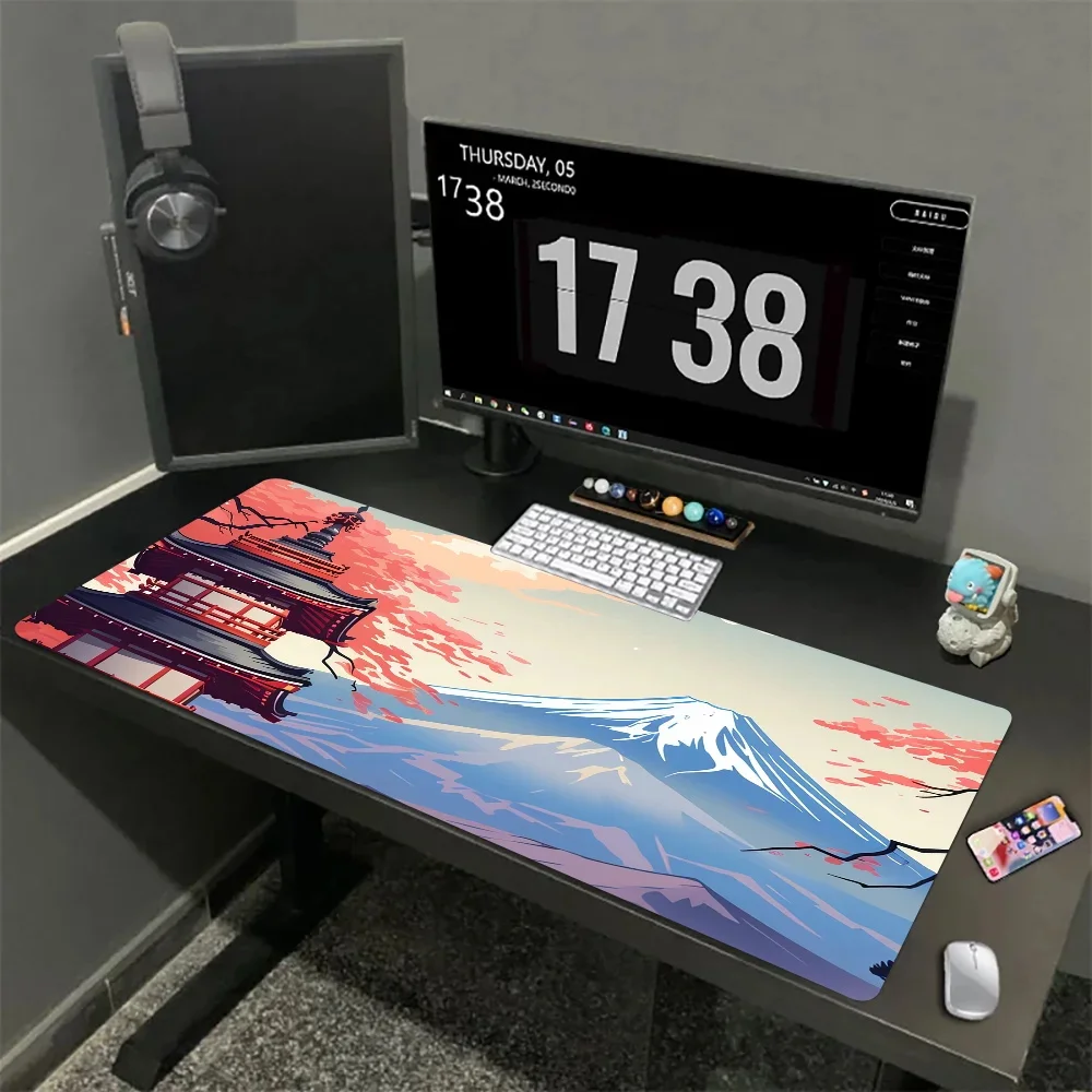 

Kawaii New Models Desk Mat Sakura Fujiyama Gaming Mouse Pad 800x400mm Office Carpet Accessories Locking Edge Gamer Computer Mats