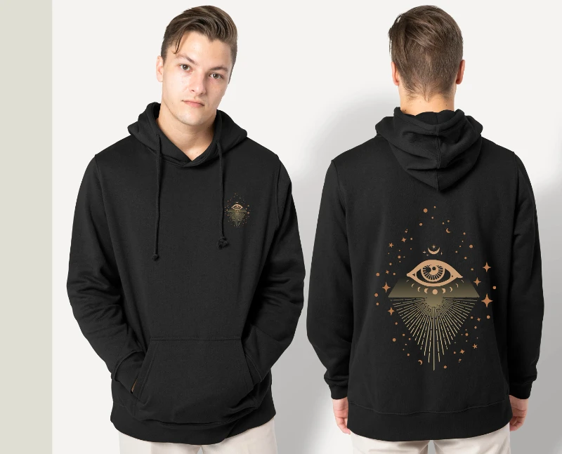 

Осень-зима 2025: Golden Eye Mythical Stars Moon Sky - толстовка унисекс с капюшоном, верхняя одежда, женская и мужская