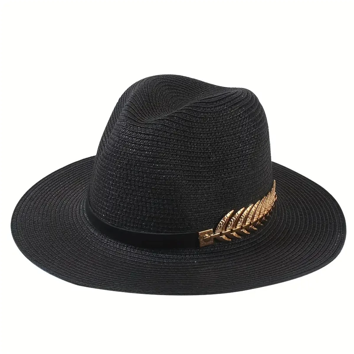 Unisex Straw Beach Hat, Flat Brim, Jazz Sun Hats, Monochromatic, Classic, Men, Women