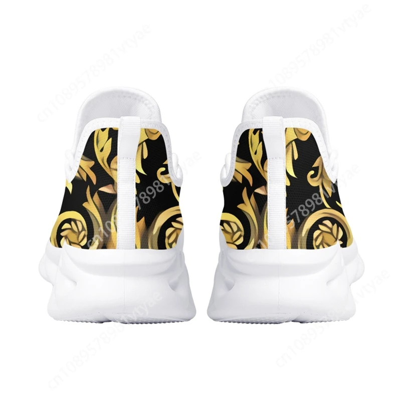 Op Maat Gemaakte Gouden Luxe Bloemen Designer Schoenen Voor Vrouwen Sneakers Platform Multicolor Ademend Zacht Paar Casual Maat 36-48