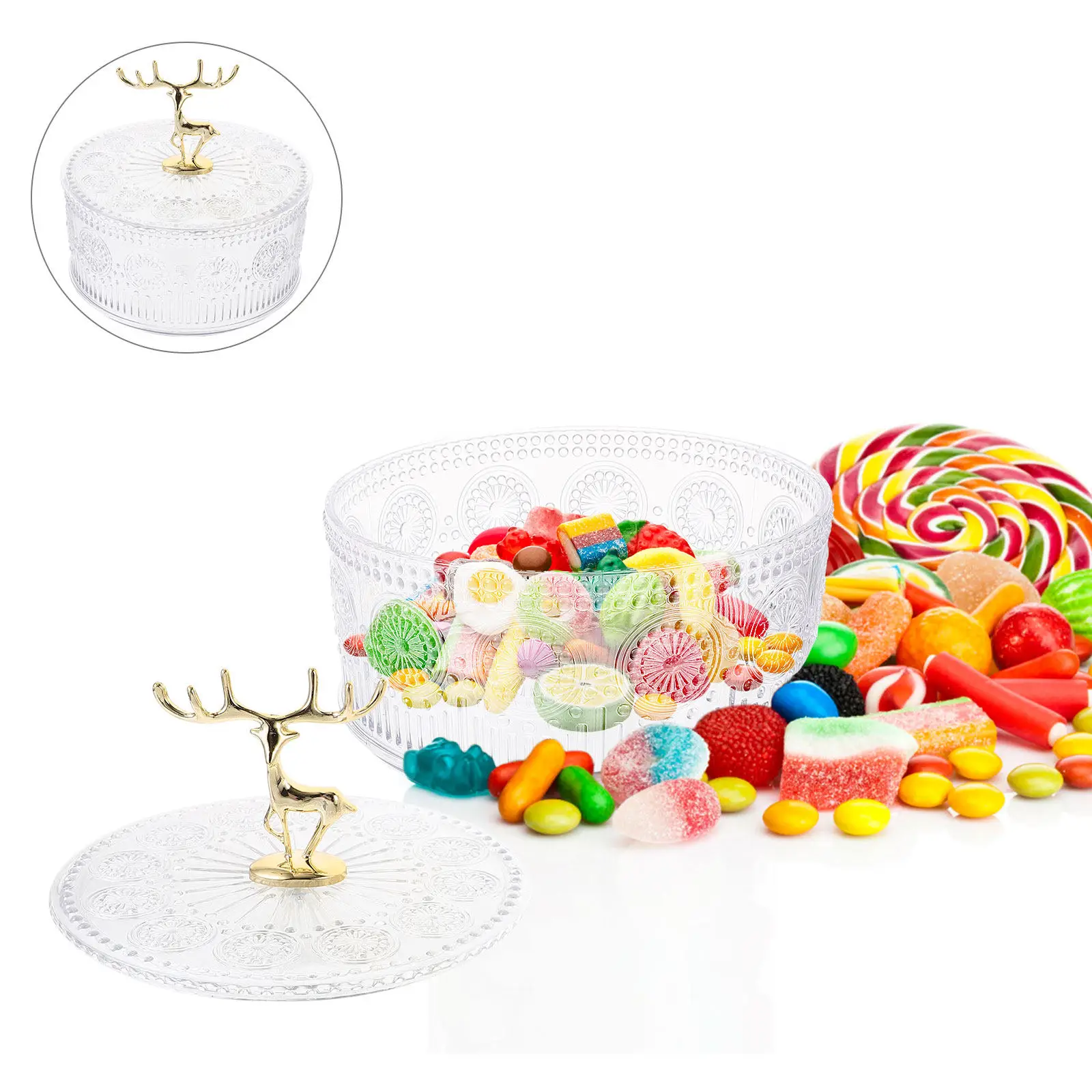 

Transparent Jewelry Box Embossed Design Multi-Functional Storage Organizer For Rings Earrings Women Candy Trinket