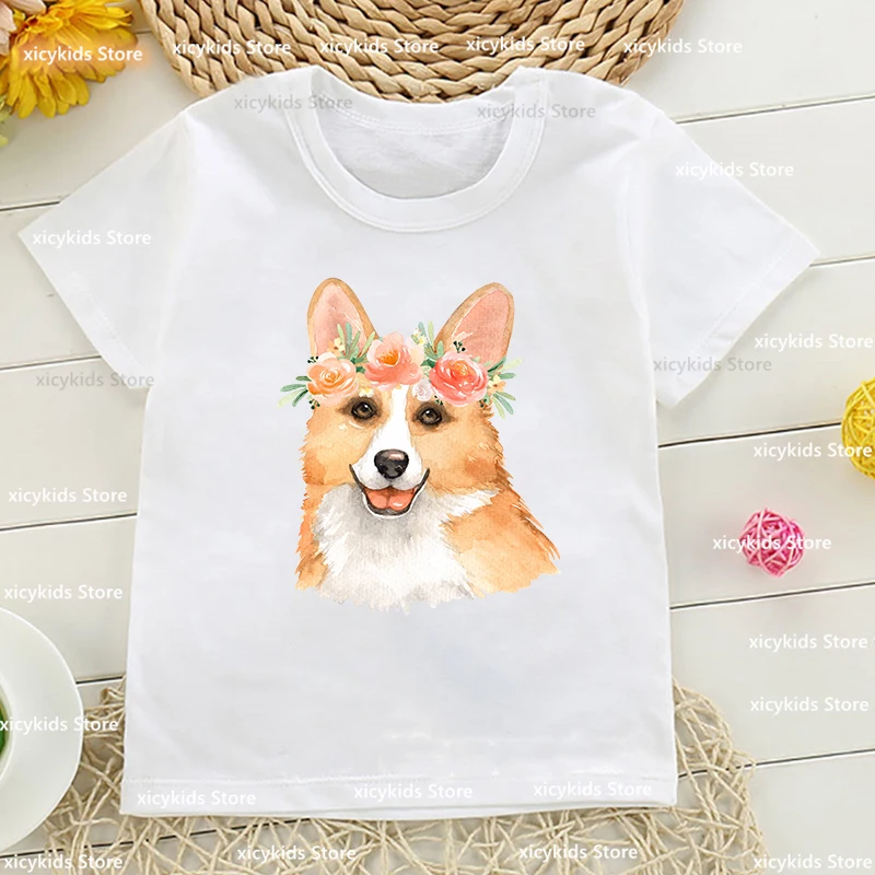 T-shirt for boys/girls Cute Shepherd Dog Puppy Animal Print Children tshirt Funny Baby Clothing Fashion Boys Girls Clothes