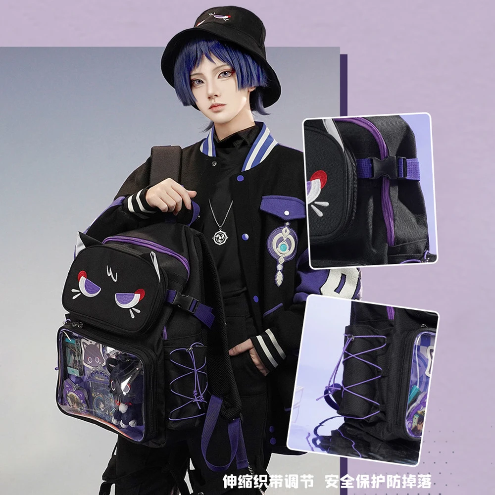 Game Genshin Impact Wanderer Schoolbag Scaramouche Large Capacity Backpack Detachable Crossbody Bag Itabag For Students Gifts