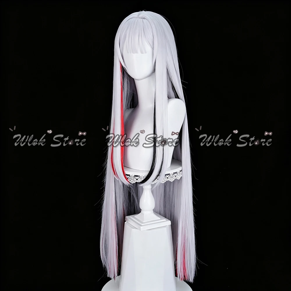 Honkai Star Rail Nihilux Elation Cosplay Wig White with Red Black Highlights Long Straight Hair For Women Halloween Party Props view 2