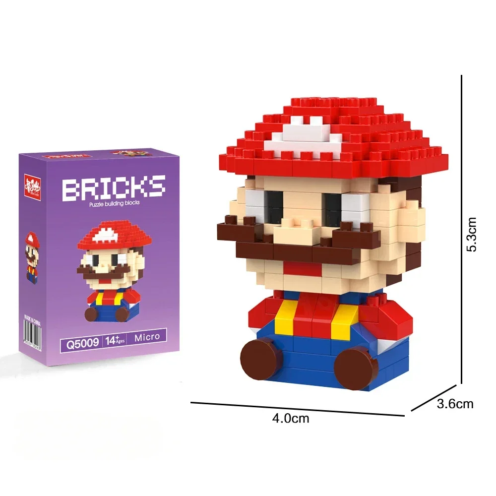 Bloques de rompecabezas de dibujos animados de Super Mario Q para niños, juguete educativo de partículas pequeñas, modelo de muñeca para