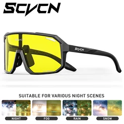 SCVCN Yellow Polarized Sunglasses for Driving Night Vision Cycling Glasses Fashion MTB Mountain Bike Men Women Casual Glasses