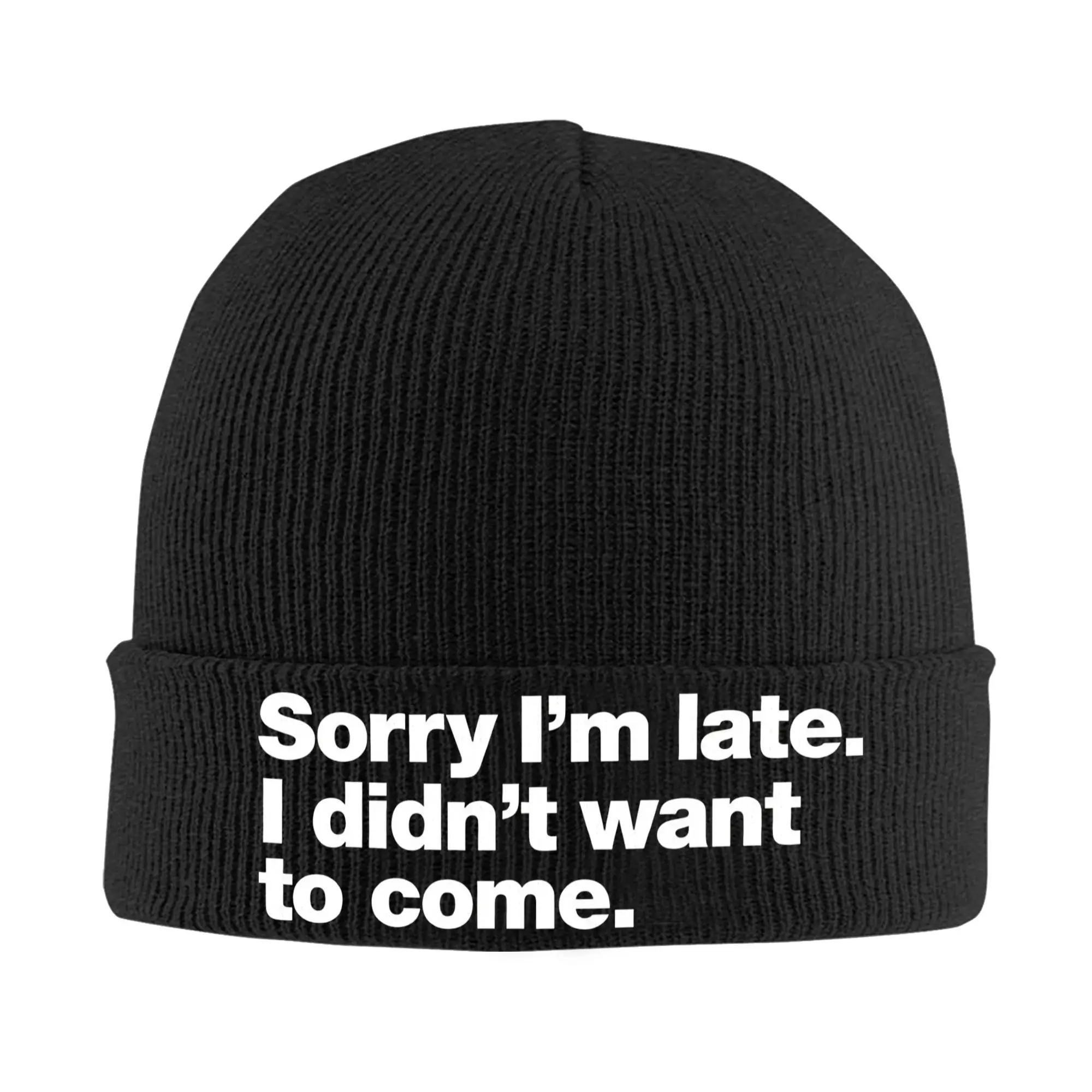 Sorry I'm late Beanie Hats  Bonnet Hats Adult Unisex Vintage Gym Knit Hat Spring Custom Warm Caps