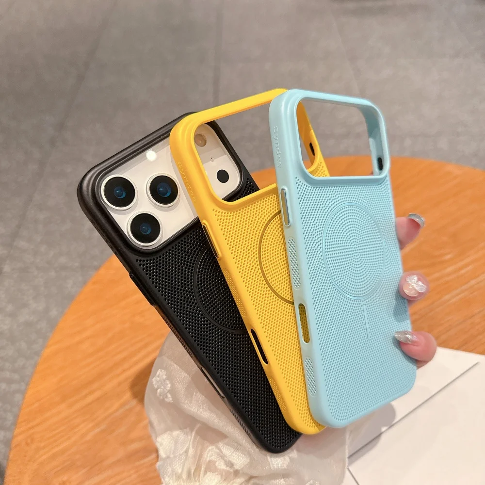 حافظة مغناطيسية قابلة للتنفس لهاتف آيفون 17 إير 16 15 برو ماكس 14 بلس 13 12 11 حافظة صلبة لامعة مضادة للصدمات لهاتف Magsafe #6