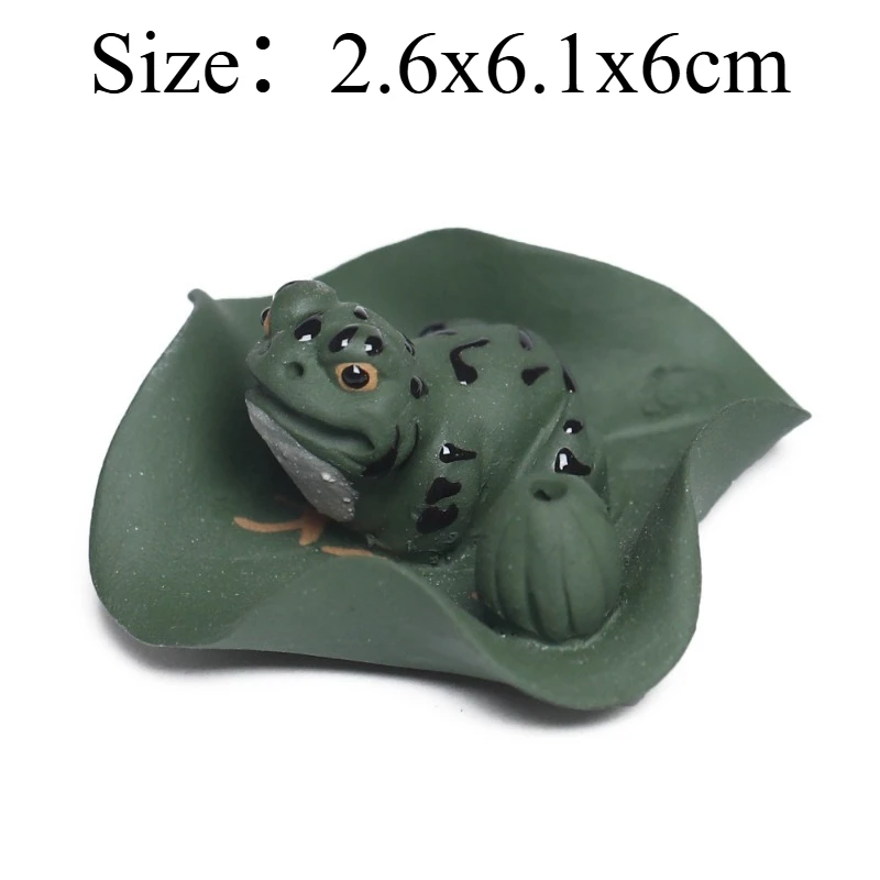 1 PC Purple Clay Lotus Leaf & Frog Tea Pet Handmade Creative Frog Incense Stick Holder Tea Table Ceramic Decoration Accessory