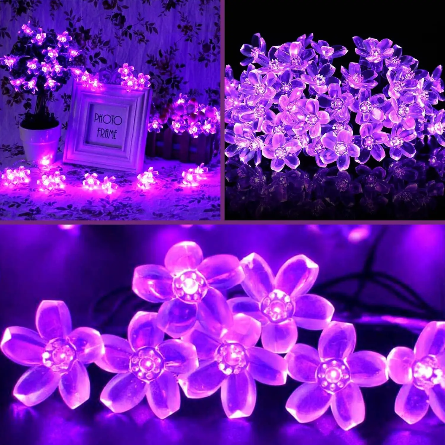 Flower Solar String Lights Outdoor Waterproof Lamp 8 Modes Garden Decor for Outside Pathway Fence Patio Yard Christmas Light