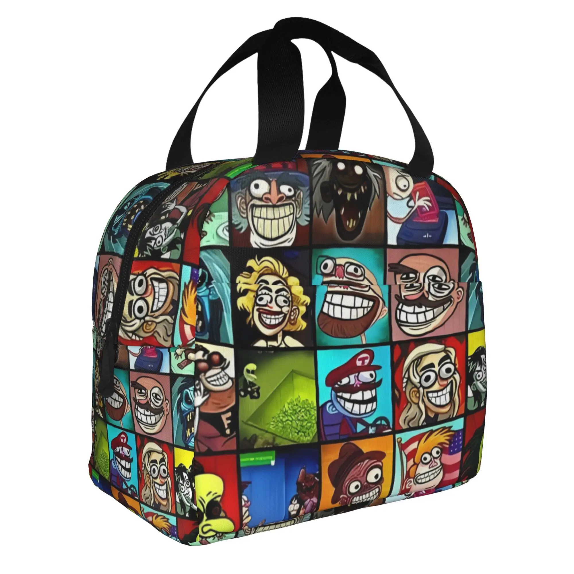 

Troll Face Quest Video Meme Funny Resuable Lunch Boxes for Women Game Comic Cooler Thermal Food Insulated Lunch Bag Office Work