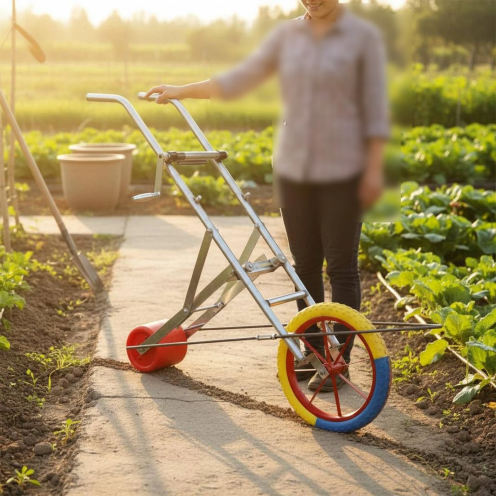 

Irrigation Tape Winder Wheeled Design Manual Hose Reel Carrier Push Hose Reel Carrier Large Capacity Outdoor Tool Sturdy Frame
