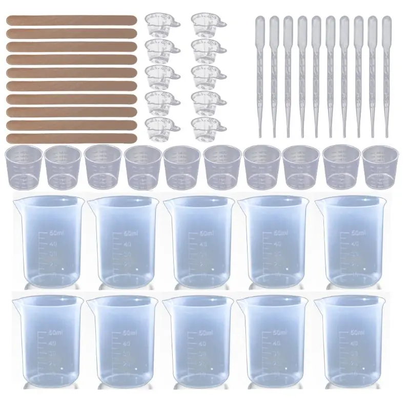 

Silicone Resin Measuring Cups Tool Kit Reusable Crystal Clear Epoxy Resin Tools Artwork Resin Casting & Mixing Supplies