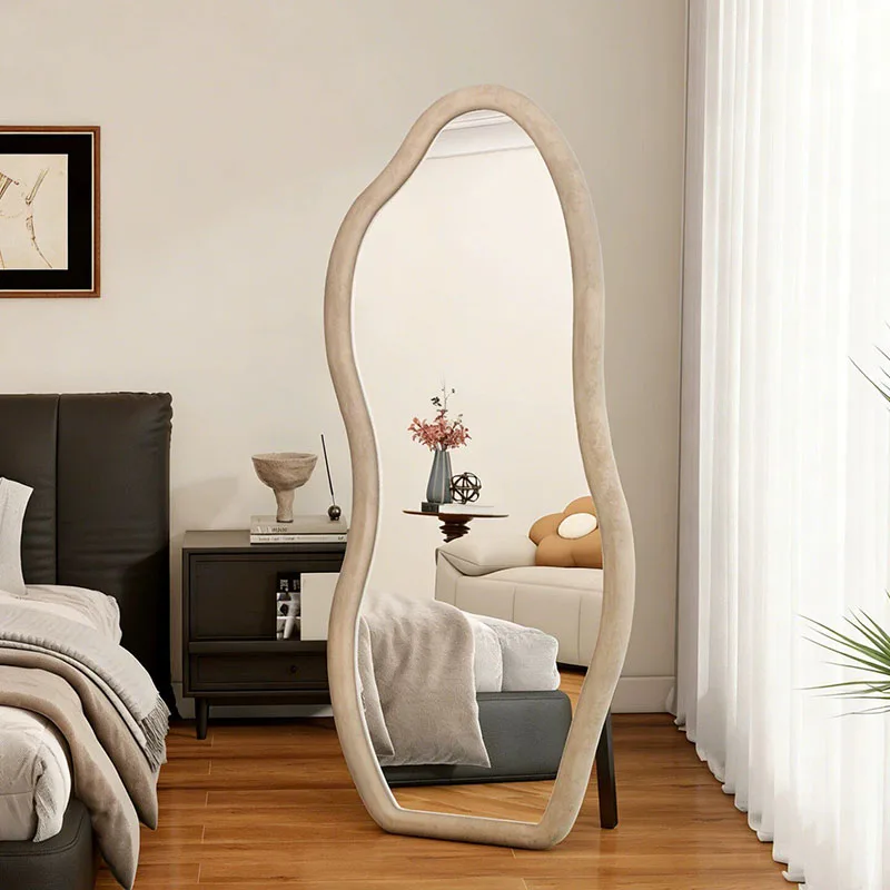 Asymmetrical Irregular Mirror Funky Modern Standing Full Body Girls Aesthetic Mirror Luxury Makeup Espelhos Home Decorations