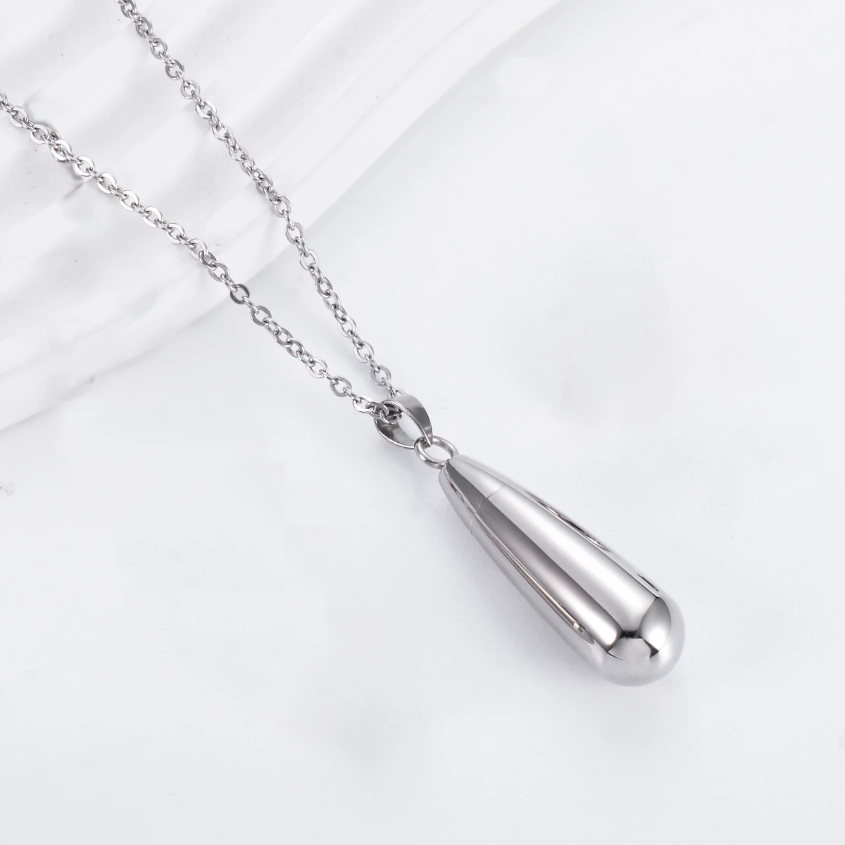 Stainless Steel Teardrop Stainless Steel Cremation Urn Necklace Pendant with Fill Kit Ashes Jewelry