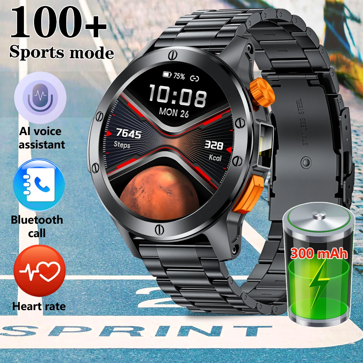 LIGE New Space Edition Dial Smart Watch Men HD Screen Bluetooth Call Outdoor Sport Fitness With Flashlight Heart Rate SmartWatch