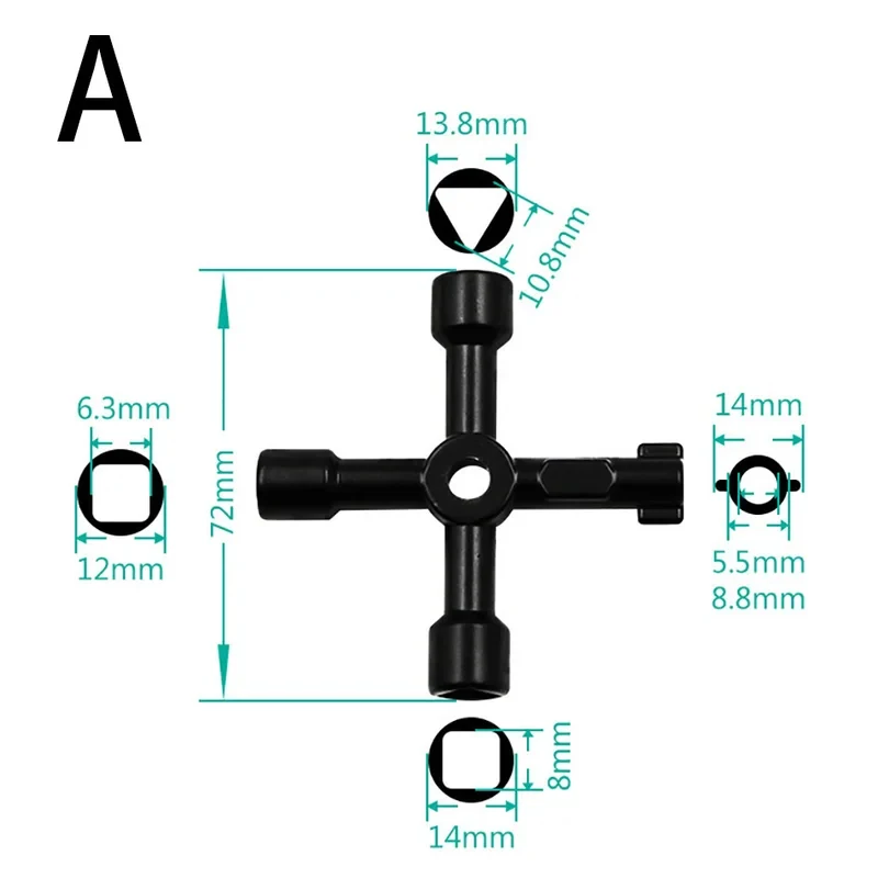 Alloy Universal Key Wrench, Triangle Cross Square Multi-Function Key for Elevator Electrical Cabinet - view 2