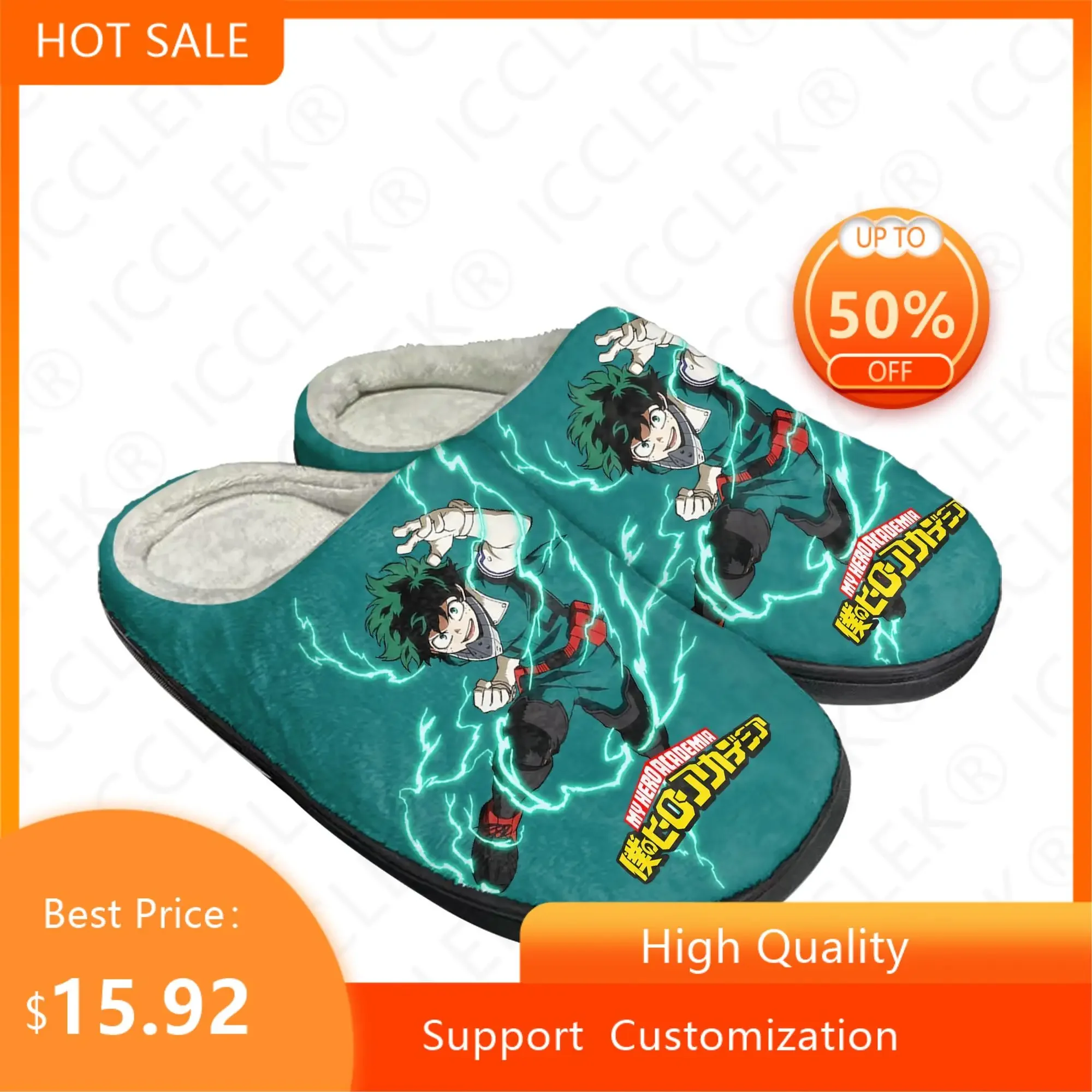 Izuku Midoriya My Hero Academia Home Cotton Custom Slippers Mens Womens Sandals Plush Casual Keep Warm Shoes Thermal Slipper