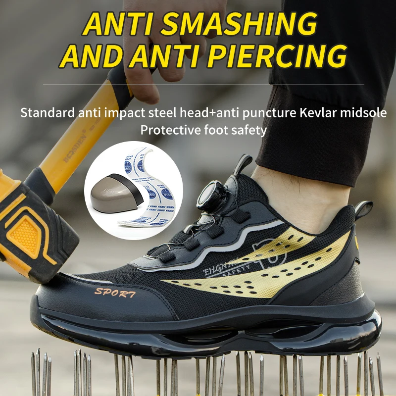 Anti Shock Steel Toe Lightweight Anti-drop Anti-puncture Work Shoes Comfort Indestructible Non Slip Construction Work Shoes
