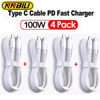 NNBILI 3-4Pcs 100W USB Type C To USB C Cable USB-C PD Fast Charging Fast Charger Wire Cord For Samsung Xiaomi Type-C USBC Cable