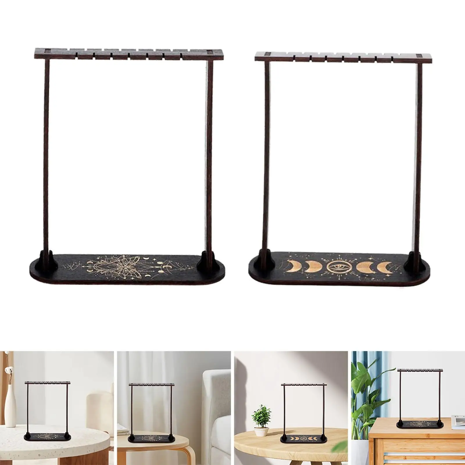 2x Wooden Pendulum Display Frame Wooden Crystal Display Stand for Mineral Rocks Home Decor