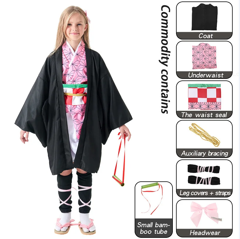 

New Anime Slayer Kamado Roleplay Outfit Sets Kids Girls Kimono For Children Carnival Halloween Cosplay Themed Party Outfits