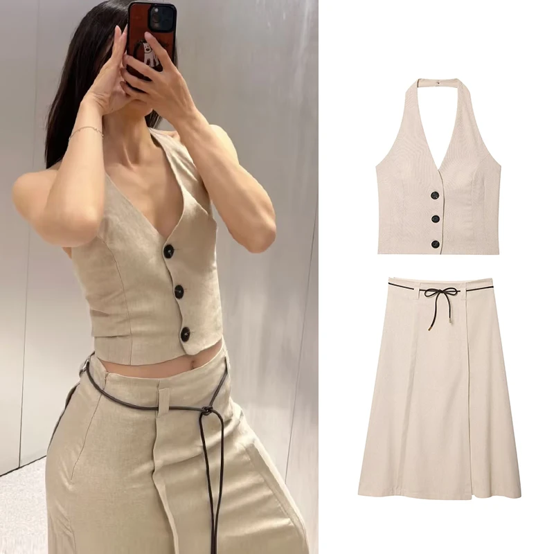 

Women's Sets Summer 2025 New Fashion 2-piece Elegant Tops Skirt Set Women's Street Chic Elegant Holiday Youth Summer Suit