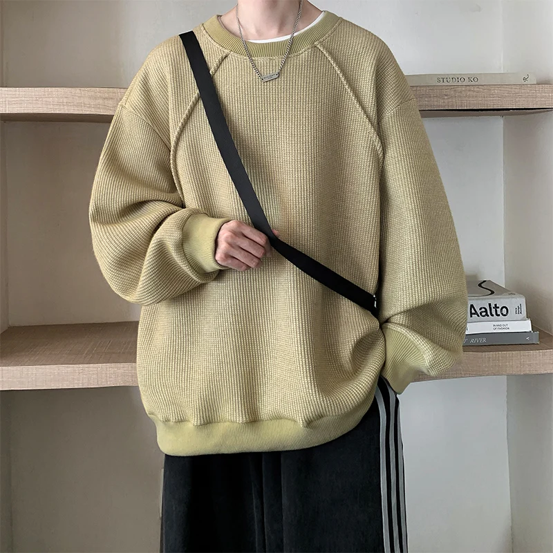 الرجال هوديي سترة البلوز كبيرة الحجم الرجال هوديي الهراء تحقق قاعدة طبقة طويلة الأكمام أعلى تنوعا الربيع والخريف تسمين #6