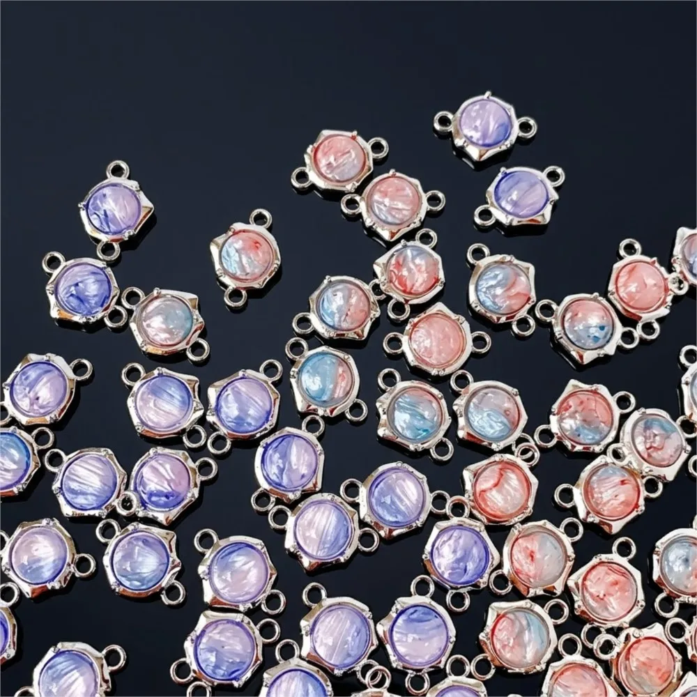 5Pcs 12x17.5mm Alloy Cat Eye Stone Halo Dyed Double Hanging Pendant Beads Connectors DIY Bracelet Necklace Jewelry Accessories - view 5