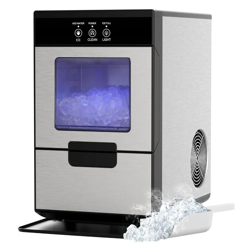 

Countertop Ice Maker, 44Lbs/Day Pebble Ice Machine with Soft Chewable Ice,Self-Cleaning,with Ice Scoop & Removable Basket