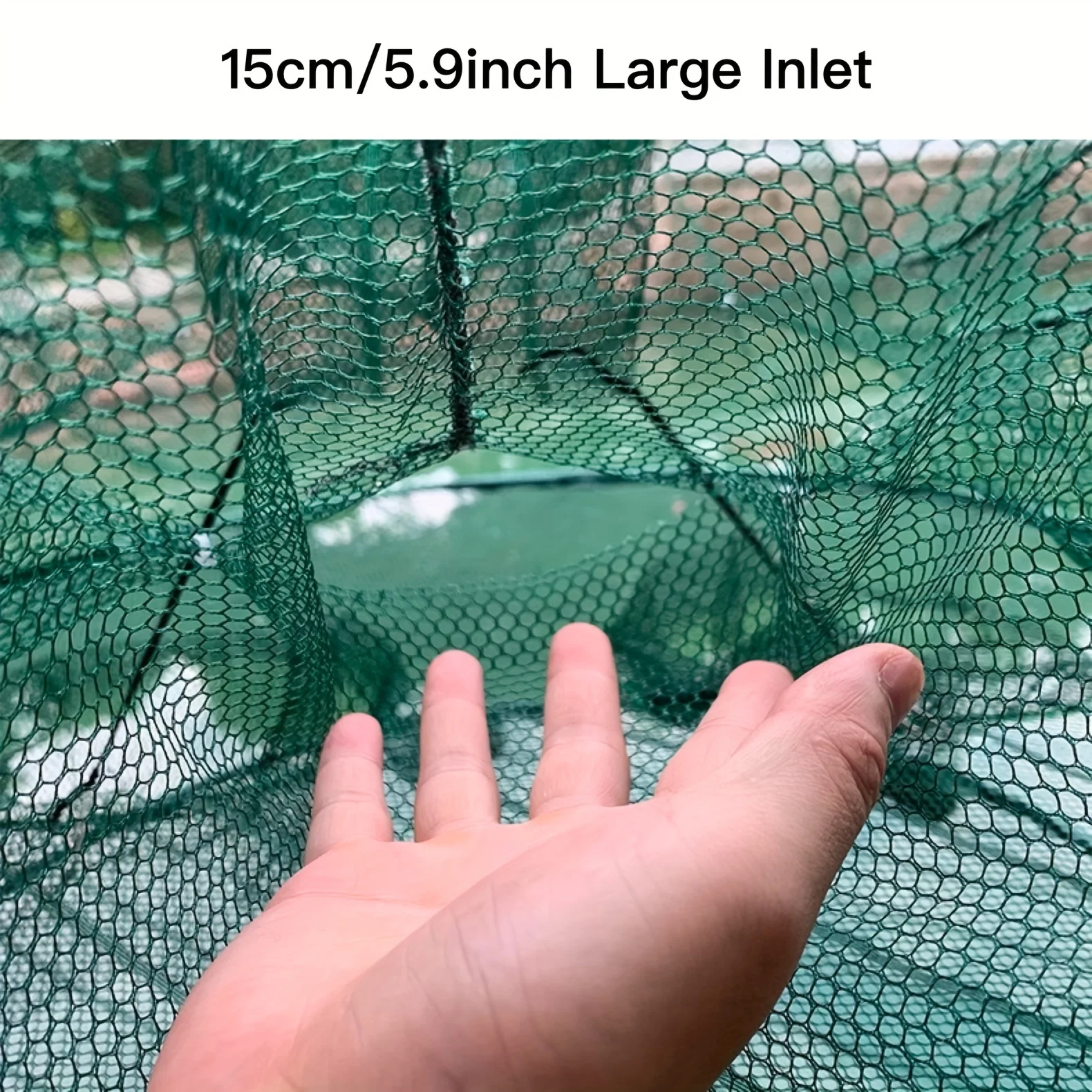 Multifunction Double-layer Anti-escape Fishing Mesh Cage, Fish Shrimp Cage Automatic Fishing Net with 13/15 Holes Fishing Tackle