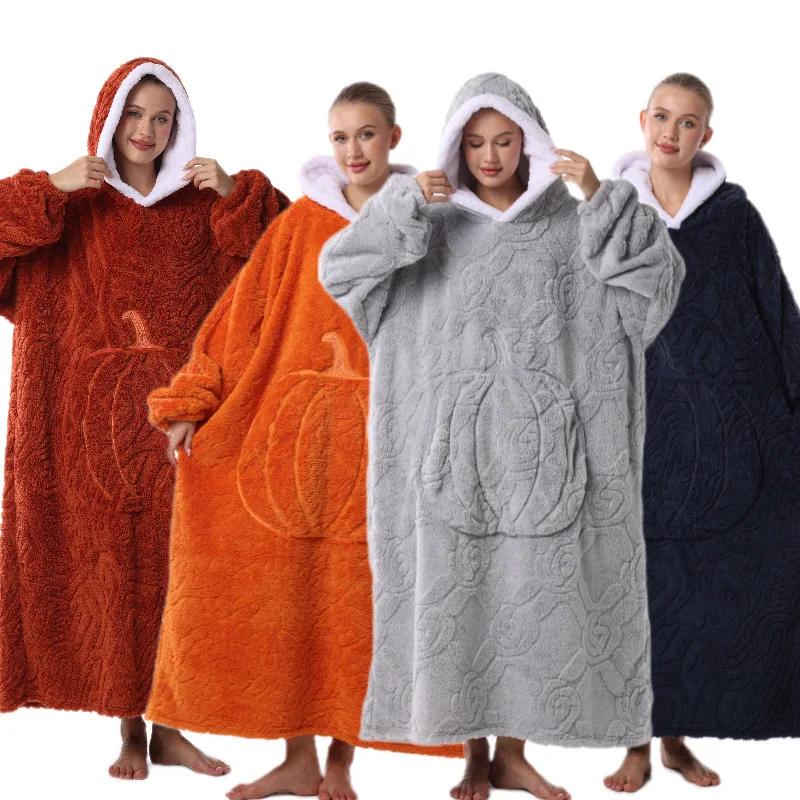 

Wearable Blanket Hoodie Long Hooded Blanket Sweatshirt as Christmas Birthday Gifts for Men Cozy Sherpa Hoodie for Adult Oversize