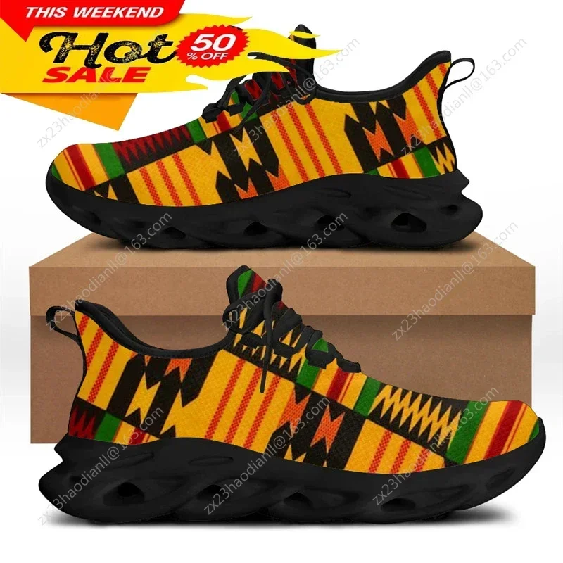 African Ethnic Tribal Pattern Sneaker for Male  New Men's Fashion Flex Control Running Shoes Lace-up Footwear view 4