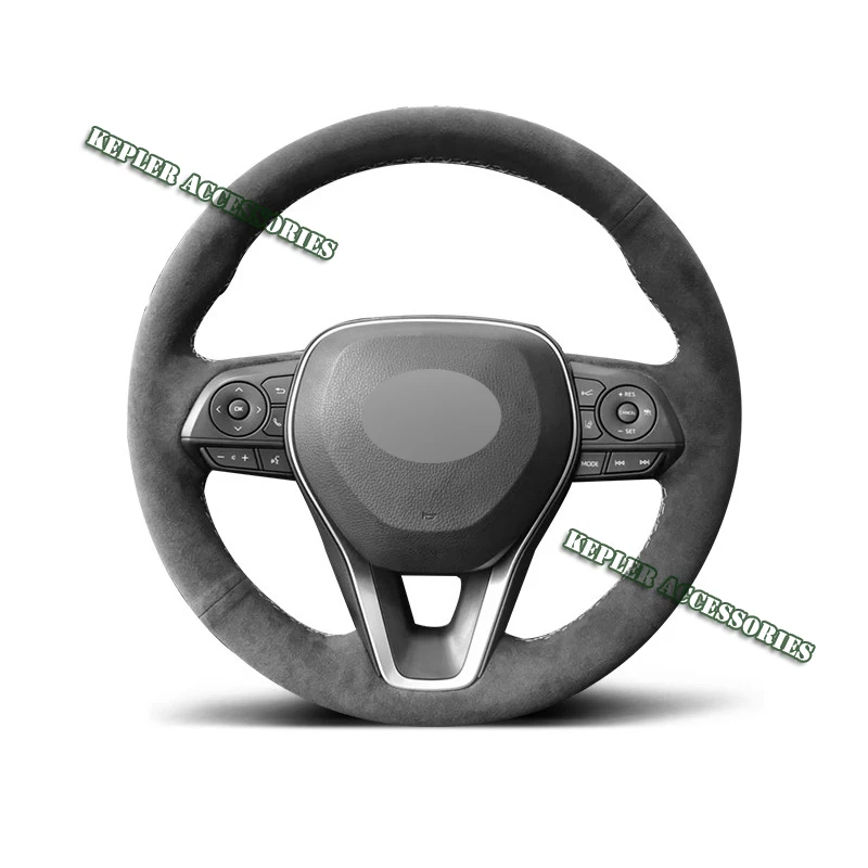 Genuine Leather White Thread Steering Wheel Cover for Alcantera Car Accessories for Toyota Camry Corolla RAV4 Avalon 2018-2020