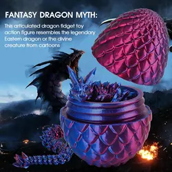 3D Baskılı Ejderha Yumurtası Fidget Oyuncak Dönen Mafsallı Ejderha Yumurtası Ev Dekorasyon DEHB Stres Giderici Çocuklar için İdeal Hediye