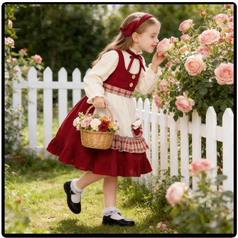 

Детский костюм для косплея в стиле Лолита, платье фермерской девочки-подружки для детей, наряд для ролевых игр и вечеринок