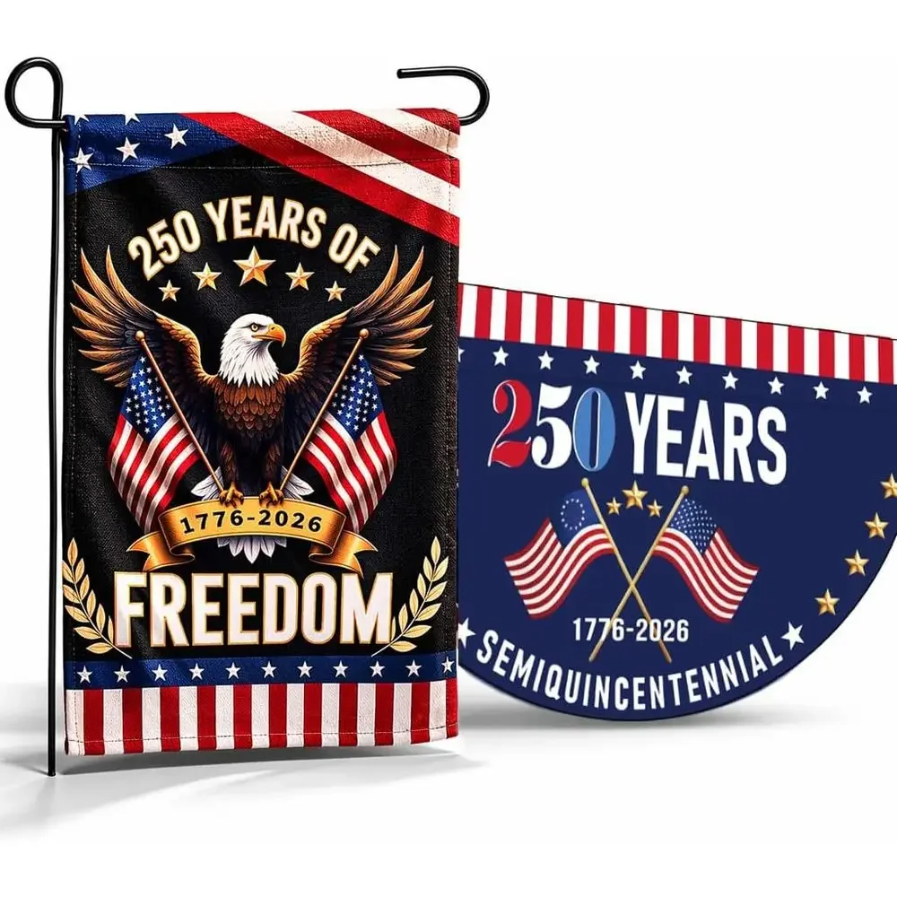 

Double-Sided Patriotic Banner Set, Commemorative 1776-2026, 12x18 Inch & 2x4 Foot