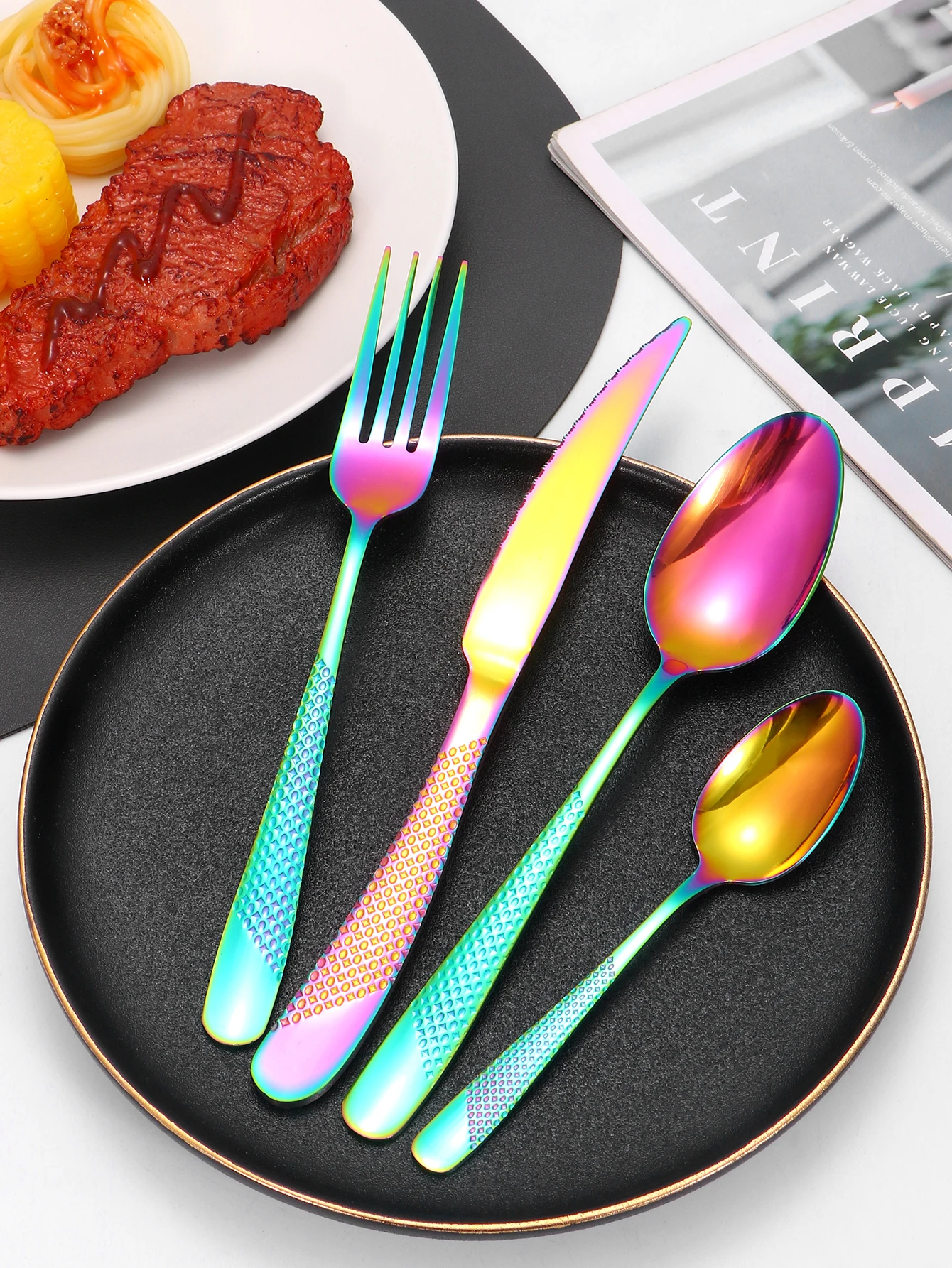 16Stainless steel star suits high-grade fine steak knife and fork dessert spoon coffee spoon