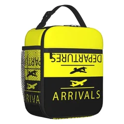 Arrivals And Departures Insulated Lunch Tote Bag for Women Plane Aviation Airplane Thermal Cooler Bento Box Work School Travel