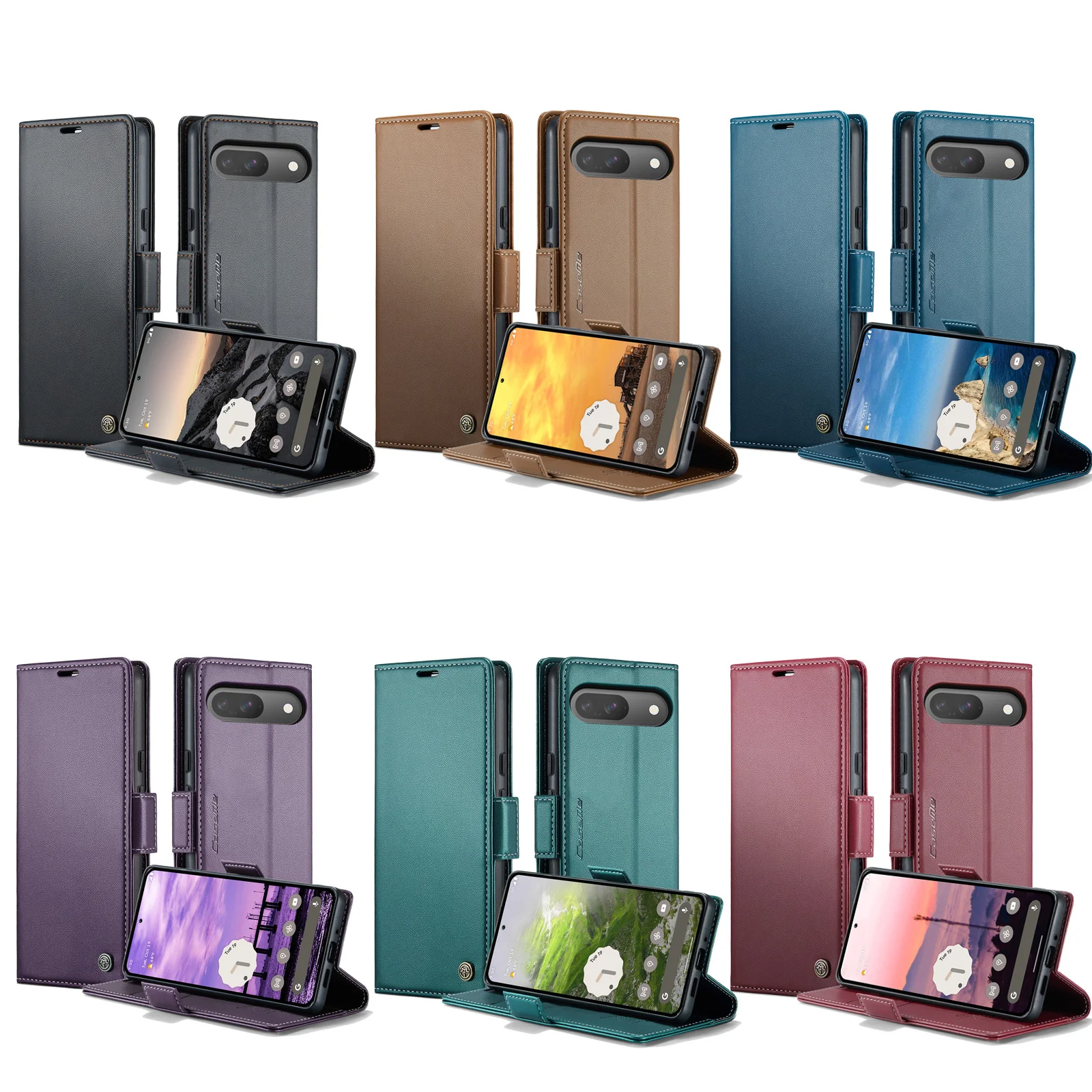 

Caseme-023 For Google Pixel 7A 8 8A 9A 9 Pro XL, Book Style Flip PU Leather Purse Wallet Phone Case, Fold Stand Pouch Cover Bag