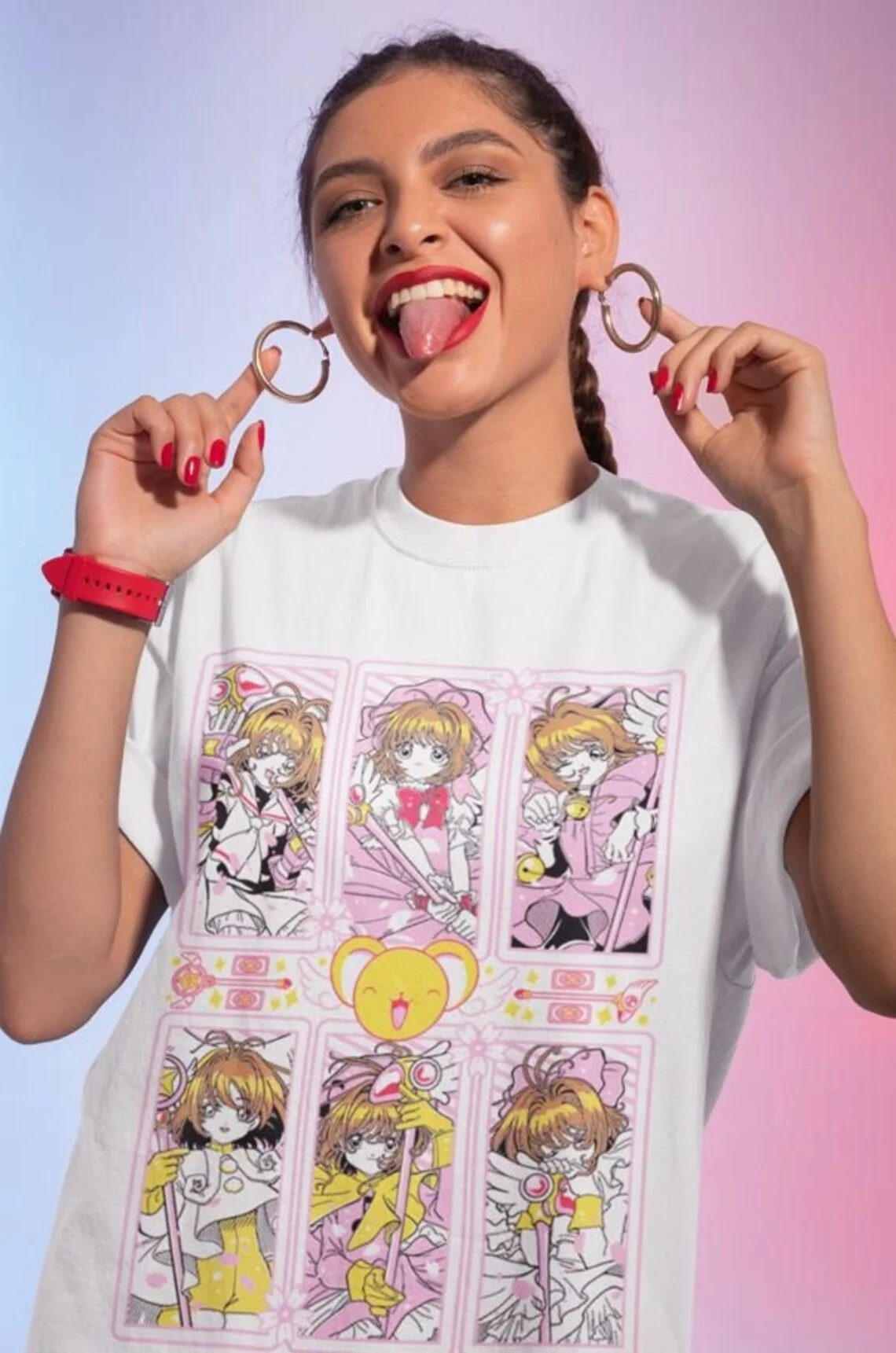 ¡Viaje de Nostalgia con Cardcaptor Sakura! Las camisetas impresas en 3D estilo manga de Sakura + Kero-chan están llenas de encanto femenino.