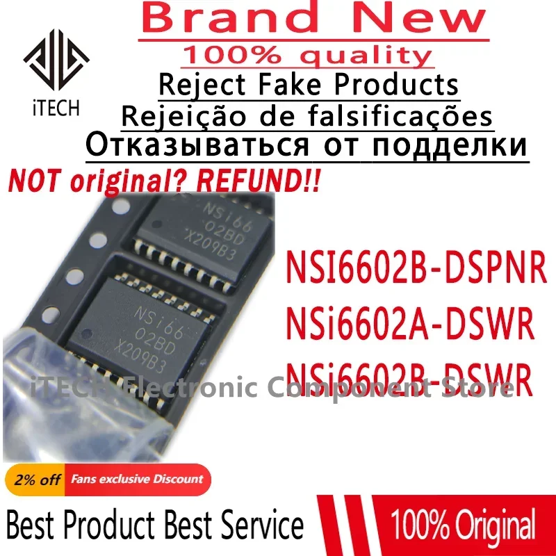 5Pcs 100% New NSI6602B-DSPNR NSI6602BD NSi6602A-DSWR NSi6602AD NSi6602B-DSWR NSi6602BD SOP16 Brand New Original Chips Ic