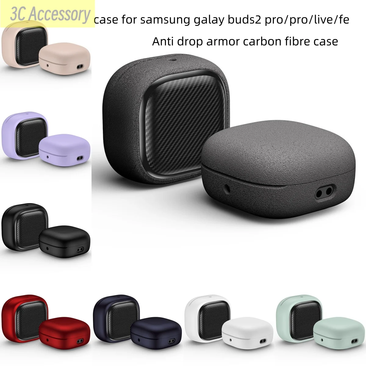 Nuovo per Samsung Galaxy Buds FE custodia protettiva per PC in fibra di carbonio custodia rigida protettiva antigoccia per Buds 2 Pro Live Case Cover